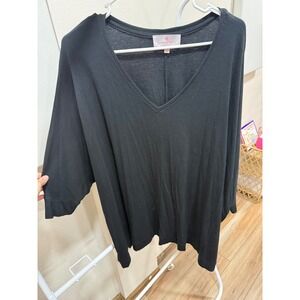 Minimalist Tunic Basic Essential Black M/L V-Neck Dolman Laurie Felt